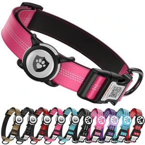 Waterproof AirTag Dog Collar with QR Code Dog Tag, Rose Red M | IP68 waterproof, QR code dog tag, Anti-Lost, Online profile, fits XS-L (8"-26"), Padded nylon, Reflective, No App, No Fees Waterproof AirTag Dog Collar with QR Code Dog Tag, Rose Red M | IP68 waterproof, QR code dog tag, Anti-Lost, Online profile, fits XS-L (8"-26"), Padded nylon, Reflective, No App, No Fees