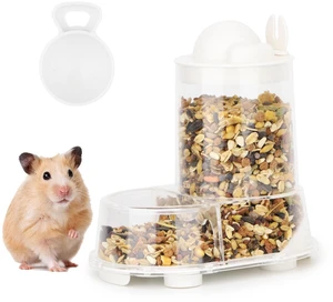 Hamster Feeder Food Bowl Automatic Dispenser for Gerbils Rats Mice | Large capacity saves daily refills, clear bowl for quick food check, stable anti-tip base, includes scoop, for small pets Hamster Feeder Food Bowl Automatic Dispenser for Gerbils Rats Mice | Large capacity saves daily refills, clear bowl for quick food check, stable anti-tip base, includes scoop, for small pets
