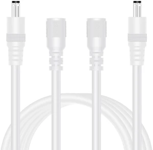 18 AWG 2-Pack 10FT DC Power Extension Cable, 5.5mm x 2.1mm Male to Female Barrel Plug Jack Power Supply Adapter 5.5x2.1mm Extension Cord for CCTV Surveillance Security Camera LED Strip, White 18 AWG 2-Pack 10FT DC Power Extension Cable, 5.5mm x 2.1mm Male to Female Barrel Plug Jack Power Supply Adapter 5.5x2.1mm Extension Cord for CCTV Surveillance Security Camera LED Strip, White
