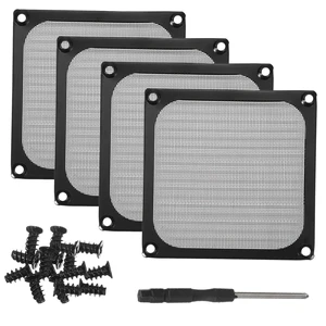 92mm Fan Filter Grill, 4Pcs Ultra Fine Aluminum Mesh Ventilation Dustproof PC Cooling Fan Grill Covers with Screwdriver and Screws for Desktop Computer Case AC, Black 92mm Fan Filter Grill, 4Pcs Ultra Fine Aluminum Mesh Ventilation Dustproof PC Cooling Fan Grill Covers with Screwdriver and Screws for Desktop Computer Case AC, Black