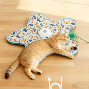 Rechargeable Automatic Cat Toy, 3-Mode Touch-Activated Interactive Toy with Random Motion, Concealed Feather & Squeaky Sound for Indoor Cats & Kittens (Yellow) Rechargeable Automatic Cat Toy, 3-Mode Touch-Activated Interactive Toy with Random Motion, Concealed Feather & Squeaky Sound for Indoor Cats & Kittens (Yellow)