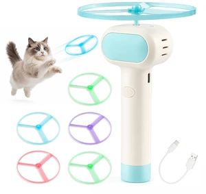 Cat Fetch Toy with Flying Disc Launcher, Rechargeable & Large-capacity | Interactive Cat Chase Hunting Tracking Toy with 5 Soft & Flexible Discs, Flying Disc Toy for Indoor Bored Kitten & Adult Cat Cat Fetch Toy with Flying Disc Launcher, Rechargeable & Large-capacity | Interactive Cat Chase Hunting Tracking Toy with 5 Soft & Flexible Discs, Flying Disc Toy for Indoor Bored Kitten & Adult Cat