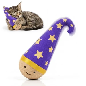Solid Wood Wobbler Cat Toy with Catnip for Cats,Natural Style | Cat Punching Bag,360° irregular motion,noiseless physical drive, hardwood construction, rounded finish,interactive toys Solid Wood Wobbler Cat Toy with Catnip for Cats,Natural Style | Cat Punching Bag,360° irregular motion,noiseless physical drive, hardwood construction, rounded finish,interactive toys
