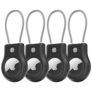 Air tag Holder,(4 Pack) Air tag Keychain with Secure Lock,Air Tags Case with Wire Cable for Apple Airtag,Anti-Lost Protective Case with Keyring for Luggage, Key, Pet, Bag, Black Air tag Holder,(4 Pack) Air tag Keychain with Secure Lock,Air Tags Case with Wire Cable for Apple Airtag,Anti-Lost Protective Case with Keyring for Luggage, Key, Pet, Bag, Black