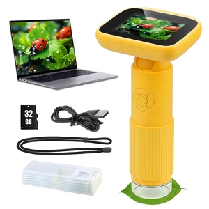 Microscope for Kids with 5 Slides, Adjustable 2.4inch IPS LCD Screen 1000X 1080P 32GB Card Digital Handheld Kids Microscope, Mini Portable Pocket Miniscope Science Toys Gifts for Boys Girls Aged 3-12 Microscope for Kids with 5 Slides, Adjustable 2.4inch IPS LCD Screen 1000X 1080P 32GB Card Digital Handheld Kids Microscope, Mini Portable Pocket Miniscope Science Toys Gifts for Boys Girls Aged 3-12