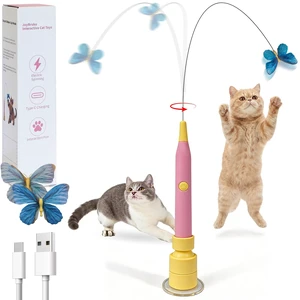 Interactive Cat Toys Automatic Cat Wand Toy for Indoor Cats | Enrichment for Bored Kitten, Spin Butterfly with Self-Holding Suction Base, Rechargeable Mental Stimulating Moving Feather Interactive Cat Toys Automatic Cat Wand Toy for Indoor Cats | Enrichment for Bored Kitten, Spin Butterfly with Self-Holding Suction Base, Rechargeable Mental Stimulating Moving Feather