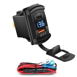 USB Rocker Switch USB C Charger Socket with Waterproof Cover Dual PD and QC3.0 12V/24V Blue Led Voltmeter for Rocker Type Marine Switch Panel On Marine Rv Vehicles USB Rocker Switch USB C Charger Socket with Waterproof Cover Dual PD and QC3.0 12V/24V Blue Led Voltmeter for Rocker Type Marine Switch Panel On Marine Rv Vehicles