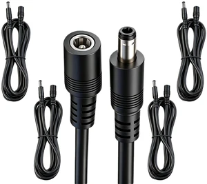 6.5FT 5.5mm x 2.1mm 18AWG DC Connector Male to Female Extension Cable 5pcs | 12V DC Cable for CCTV Surveillance Cameras, LED Strip Lights, Printers, and Routers 6.5FT 5.5mm x 2.1mm 18AWG DC Connector Male to Female Extension Cable 5pcs | 12V DC Cable for CCTV Surveillance Cameras, LED Strip Lights, Printers, and Routers