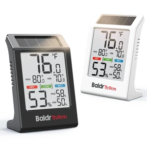 Room Thermometer Hygrometer 2026 Upgraded, Solar Powered Indoor Temperature and Humidity Monitor with Battery Backup, Improved LCD Display, Max/Min Records, Comfort Indicator, Black and White Room Thermometer Hygrometer 2026 Upgraded, Solar Powered Indoor Temperature and Humidity Monitor with Battery Backup, Improved LCD Display, Max/Min Records, Comfort Indicator, Black and White