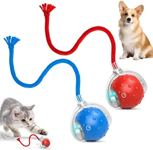 2Pcs Dog Toy, Interactive Dog Cat Toys Balls with Birdsong, Rechargeable 360° Smart Automatic Rolling Electric Dog Ball Toy with Rope for Pets Indoor & Outdoor Play (Red+Blue) 2Pcs Dog Toy, Interactive Dog Cat Toys Balls with Birdsong, Rechargeable 360° Smart Automatic Rolling Electric Dog Ball Toy with Rope for Pets Indoor & Outdoor Play (Red+Blue)