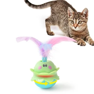 Interactive Automatic Cat Feather Toy, Rotating with LED Light, Rechargeable Electronic Chirping Toys for Indoor Cats, Blue Interactive Automatic Cat Feather Toy, Rotating with LED Light, Rechargeable Electronic Chirping Toys for Indoor Cats, Blue