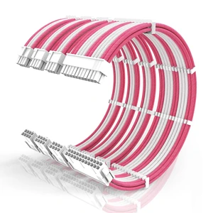 16AWG PSU Cable Extension Kit With Cable Combs,1x24pin ATX/1x8pin(4+4) EPS/2x8pin(6+2) PCIE Extension Cable,Cable Extension PC Sleeved Cables 30cm Length,Power Supply Extension Cable Kit(Pink/White) 16AWG PSU Cable Extension Kit With Cable Combs,1x24pin ATX/1x8pin(4+4) EPS/2x8pin(6+2) PCIE Extension Cable,Cable Extension PC Sleeved Cables 30cm Length,Power Supply Extension Cable Kit(Pink/White)