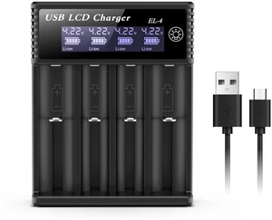 18650 Battery Charger,4 Bay 3.7V Li-ion Battery Charger with Smart LCD Display 2A Fast Charging for Rechargeable Batteries Lithium NI-MH NI-Cd AA AAA C 18650 18350 18700 21700 26650 14500 16340 18650 Battery Charger,4 Bay 3.7V Li-ion Battery Charger with Smart LCD Display 2A Fast Charging for Rechargeable Batteries Lithium NI-MH NI-Cd AA AAA C 18650 18350 18700 21700 26650 14500 16340
