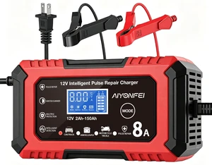 Car Battery Charger 12V 8-Amp Smart Trickle Charger Fully Automatic | Battery Maintainer Temperature Compensation 9-Layer Protection LED Display Suitable for Car Truck Motorcycle Boat LiFePO4 Car Battery Charger 12V 8-Amp Smart Trickle Charger Fully Automatic | Battery Maintainer Temperature Compensation 9-Layer Protection LED Display Suitable for Car Truck Motorcycle Boat LiFePO4