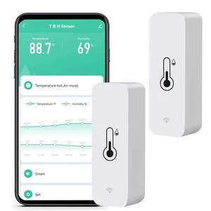 WiFi Humidity Temperature Monitor: Smart Hygrometer Thermometer for Remote Monitor and Alert, High Precision Indoor Thermometer with TUYA App, No Hub Required, Compatible with Alexa (2-Pack) WiFi Humidity Temperature Monitor: Smart Hygrometer Thermometer for Remote Monitor and Alert, High Precision Indoor Thermometer with TUYA App, No Hub Required, Compatible with Alexa (2-Pack)