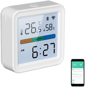 WiFi Thermometer Hygrometer: Smart Temperature Humidity Sensor with App Control, Notification Alerts, Calibration, Backlit, Air Comfort Indicator, Room Temperature Monitor Compatible with Alexa WiFi Thermometer Hygrometer: Smart Temperature Humidity Sensor with App Control, Notification Alerts, Calibration, Backlit, Air Comfort Indicator, Room Temperature Monitor Compatible with Alexa