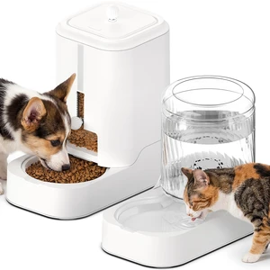 Automatic Cat Feeder & Water Dispenser Set (Bowl not Included) | Gravity Dog Waterer and Food Feeder for Small Medium Dog Cat Puppy Kitten Water & Food Bowl Large Capacity Automatic Cat Feeder & Water Dispenser Set (Bowl not Included) | Gravity Dog Waterer and Food Feeder for Small Medium Dog Cat Puppy Kitten Water & Food Bowl Large Capacity