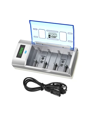 Universal Smart Battery Charger with Discharge Function Multi-Bay Rapid Charger for C D AA AAA 9V Ni-MH Ni-CD Batteries, LCD Display Universal Smart Battery Charger with Discharge Function Multi-Bay Rapid Charger for C D AA AAA 9V Ni-MH Ni-CD Batteries, LCD Display