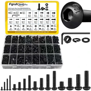 2640PCS M2 M3 M4 M5 Metric Socket Button Head Screws Assortment Kit | 4/6/8/12/16/20 mm Metric Bolt Kit, M2-0.4,M3-0.5,M4-0.7,M5-0.8 m Screw Nut & Washers Set for 3D Print, Grade 10.9 Black Zinc 2640PCS M2 M3 M4 M5 Metric Socket Button Head Screws Assortment Kit | 4/6/8/12/16/20 mm Metric Bolt Kit, M2-0.4,M3-0.5,M4-0.7,M5-0.8 m Screw Nut & Washers Set for 3D Print, Grade 10.9 Black Zinc