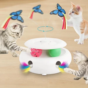 Cat Toys for Indoor Cats, 3-in-1 Interactive Cat Toy Automatic Kitten Toys with Fluttering Butterfly, Ambush Feather and Track Balls, Smart Sensor Wake-Up,USB Powered, Exercise & Boredom Relief Cat Toys for Indoor Cats, 3-in-1 Interactive Cat Toy Automatic Kitten Toys with Fluttering Butterfly, Ambush Feather and Track Balls, Smart Sensor Wake-Up,USB Powered, Exercise & Boredom Relief