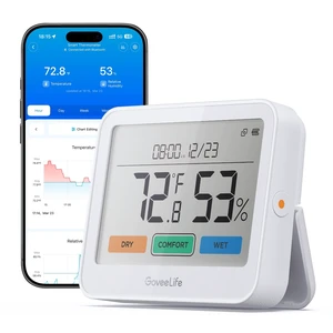 Bluetooth Thermometer Hygrometer, 1-Pack (Gateway not Included) | Temperature and humidity monitor with weather station, indoor thermometer for home greenhouse (Wi-Fi requires Gateway) Bluetooth Thermometer Hygrometer, 1-Pack (Gateway not Included) | Temperature and humidity monitor with weather station, indoor thermometer for home greenhouse (Wi-Fi requires Gateway)