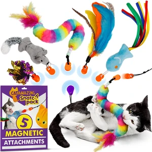 Snatch Pack - 5 Magnetic Attachments for The Snatch Magnetic Wand Toy - Catnip Mouse, Rattle Snake, Crinkle Fish, Scrunchy Ball and Feather - Cat Teaser Toys - Really Catch! Snatch Pack - 5 Magnetic Attachments for The Snatch Magnetic Wand Toy - Catnip Mouse, Rattle Snake, Crinkle Fish, Scrunchy Ball and Feather - Cat Teaser Toys - Really Catch!
