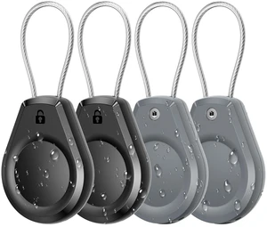 Waterproof AirTag Keychain Holder - (4 Pack) Air tag Lock Case, Black/Grey | Compatible with Apple AirTags, Ultra Durable Anti-Lost Protective Case with Wire Cable, with Keyring for Luggage, Backpack Waterproof AirTag Keychain Holder - (4 Pack) Air tag Lock Case, Black/Grey | Compatible with Apple AirTags, Ultra Durable Anti-Lost Protective Case with Wire Cable, with Keyring for Luggage, Backpack