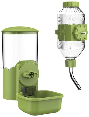 Automatic Pet Food Water Dispenser, Auto Gravity Pet Feeder Water Bottle Set for Cage, Feeding Station for Puppy Kitten Rabbit Guinea Pigs Chinchilla Ferret Hedgehog (Green) Automatic Pet Food Water Dispenser, Auto Gravity Pet Feeder Water Bottle Set for Cage, Feeding Station for Puppy Kitten Rabbit Guinea Pigs Chinchilla Ferret Hedgehog (Green)
