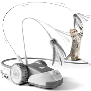 3-in-1 Interactive Cat Toy - 2-Speed Automatic Moving Mouse Cat Toys Self Play with 2pcs Hanging Feather String Ribbon and Wiggly Silicone Mice Tail for Bored Indoor Adult Cats Kittens 3-in-1 Interactive Cat Toy - 2-Speed Automatic Moving Mouse Cat Toys Self Play with 2pcs Hanging Feather String Ribbon and Wiggly Silicone Mice Tail for Bored Indoor Adult Cats Kittens