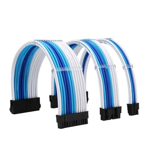 PSU Cable Extension Kit 18AWG Sleeved, 24 Pin ATX + 8 Pin EPS + Dual 8 Pin PCI-E, Custom PC Cable Extensions with Combs for Clean Cable Management & Gaming PC Build (White Sky Blue Blue) PSU Cable Extension Kit 18AWG Sleeved, 24 Pin ATX + 8 Pin EPS + Dual 8 Pin PCI-E, Custom PC Cable Extensions with Combs for Clean Cable Management & Gaming PC Build (White Sky Blue Blue)