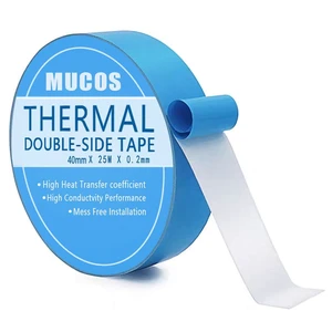 Thermal Tape, 40 mm x 25M x 0.2mm Double Side Adhesive Thermal Conductive Tape for Heatsink, LED,IGBT, IC Chip, Computer CPU, GPU, Modules, Electrically Insulated Thermal Tape, 40 mm x 25M x 0.2mm Double Side Adhesive Thermal Conductive Tape for Heatsink, LED,IGBT, IC Chip, Computer CPU, GPU, Modules, Electrically Insulated