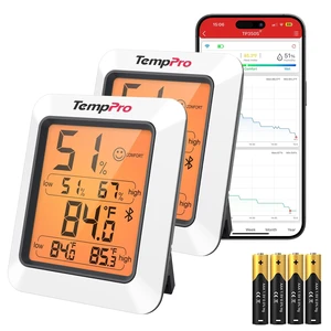 TempAir Bluetooth Hygrometer Thermometer for Greenhouse Up to 260ft | Room Indoor Thermometer Humidity Monitor, Humidity Meter Temperature Sensor with 2-Year Data Export&Large Backlit Screen, 2PC TempAir Bluetooth Hygrometer Thermometer for Greenhouse Up to 260ft | Room Indoor Thermometer Humidity Monitor, Humidity Meter Temperature Sensor with 2-Year Data Export&Large Backlit Screen, 2PC