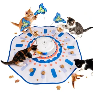 Interactive Cat Toy 5-in-1, Smart Automatic Cat Toys for Bored Indoor Cats, Motion & Sound Activated Toy with Fluttering Butterfly, Moving Feather, Track Balls & Slow Feeder Treat Dispenser Interactive Cat Toy 5-in-1, Smart Automatic Cat Toys for Bored Indoor Cats, Motion & Sound Activated Toy with Fluttering Butterfly, Moving Feather, Track Balls & Slow Feeder Treat Dispenser