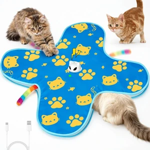 Interactive Cat Toys for Indoor Cats, Rechargeable Hide & Seek Toy | Touch Activated, 3 Speed Modes, 10-Min Auto off, Bird Chirps(can turn off), Hidden Feather Wand for Bored Adult Cats, Blue Interactive Cat Toys for Indoor Cats, Rechargeable Hide & Seek Toy | Touch Activated, 3 Speed Modes, 10-Min Auto off, Bird Chirps(can turn off), Hidden Feather Wand for Bored Adult Cats, Blue