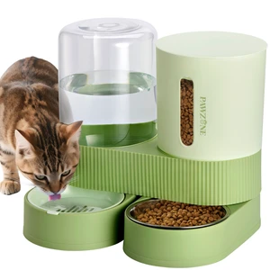 Automatic Cat Feeder Stainless Steel Water Dispenser Gravity Food Feeder and Waterer Set with Pet Food Bowl for Small Medium Kitten Puppy Pets Large Capacity(Green) Automatic Cat Feeder Stainless Steel Water Dispenser Gravity Food Feeder and Waterer Set with Pet Food Bowl for Small Medium Kitten Puppy Pets Large Capacity(Green)