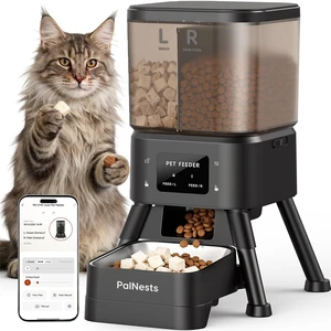 Dual Chamber Automatic Cat Feeder 4L, Dry/Treat Portion | Pet Food Dispenser with 2.4&5G WiFi App, Custom Schedule & Portion Control for Dry Food and Treats, Black Dual Chamber Automatic Cat Feeder 4L, Dry/Treat Portion | Pet Food Dispenser with 2.4&5G WiFi App, Custom Schedule & Portion Control for Dry Food and Treats, Black
