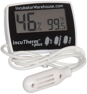 Plus Digital Thermometer and Hygrometer for Egg Incubator | Large Digital Display with Min/Max Memory, Remote Sensor Probe, Reads Celsius and Fahrenheit +/-1° 1109, Easy Installation Plus Digital Thermometer and Hygrometer for Egg Incubator | Large Digital Display with Min/Max Memory, Remote Sensor Probe, Reads Celsius and Fahrenheit +/-1° 1109, Easy Installation
