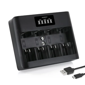 TN486U 5-Bay Universal Battery Charger with LCD, Micro USB/Type C Input, for AA, AAA, C, D, and 9V Rechargeable Batteries TN486U 5-Bay Universal Battery Charger with LCD, Micro USB/Type C Input, for AA, AAA, C, D, and 9V Rechargeable Batteries