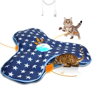 Cat Toys Interactive Hide and Seek Cat Game | Mouse Chirping, Motion Activated Cat Toys with Moving Concealed Feathers Wand USB Rechargeable Cat Toys Interactive Hide and Seek Cat Game | Mouse Chirping, Motion Activated Cat Toys with Moving Concealed Feathers Wand USB Rechargeable