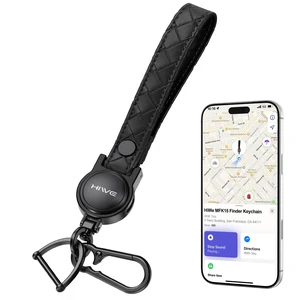 Anti-Lost Keychain, Works with Apple Find My, Carabiner Car Key Holder with Leather Strap, Smart Bluetooth Key Finder Tracker, USB-C Rechargeable, Black Anti-Lost Keychain, Works with Apple Find My, Carabiner Car Key Holder with Leather Strap, Smart Bluetooth Key Finder Tracker, USB-C Rechargeable, Black