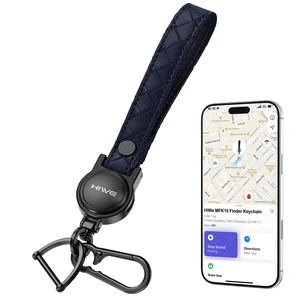 Anti-Lost Keychain, Works with Apple Find My, Carabiner Car Key Holder with Texture Leather Strap, Bluetooth Key Finder Tracker, USB-C Rechargeable, Navy Blue Anti-Lost Keychain, Works with Apple Find My, Carabiner Car Key Holder with Texture Leather Strap, Bluetooth Key Finder Tracker, USB-C Rechargeable, Navy Blue