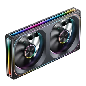 ZA-240B PC Case Fan,All(2)-in-One,Single Frame Unit with 2x120mm ARGB Fans,PWM,3Pin ARGB, Silent Computer with 4-Sides Infinity Mirror Fan 2400RPM,Aluminum Nameplate,28mm Thick Black ZA-240B PC Case Fan,All(2)-in-One,Single Frame Unit with 2x120mm ARGB Fans,PWM,3Pin ARGB, Silent Computer with 4-Sides Infinity Mirror Fan 2400RPM,Aluminum Nameplate,28mm Thick Black