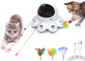 Cat Laser Toy, 2-in-1 Interactive Automatic Motion Activated Moving 8 Holes Whack A Mole Feather, USB Rechargeable Electronic Smart Sensor Kitten Toys for Indoor Exercise Cat Laser Toy, 2-in-1 Interactive Automatic Motion Activated Moving 8 Holes Whack A Mole Feather, USB Rechargeable Electronic Smart Sensor Kitten Toys for Indoor Exercise