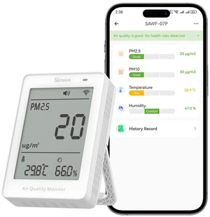 SAWF-07P Smart Indoor Air Quality Monitor with PM2.5, PM10, Temperature & Humidity Sensor, Real-Time Display, Notification, Matter-Compatible, 2.4GHz WiFi, 3.73-inch Screen, for Bedroom, Nusery SAWF-07P Smart Indoor Air Quality Monitor with PM2.5, PM10, Temperature & Humidity Sensor, Real-Time Display, Notification, Matter-Compatible, 2.4GHz WiFi, 3.73-inch Screen, for Bedroom, Nusery
