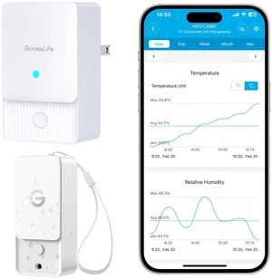 Outdoor Indoor Wi-Fi Gateway Thermo-Hygrometer Wireless, 1 Pack | IP65 Waterproof Temperature Humidity Sensor with Remote APP Alert, 1312ft Connection Range, for Home, Greenhouse, Patio Outdoor Indoor Wi-Fi Gateway Thermo-Hygrometer Wireless, 1 Pack | IP65 Waterproof Temperature Humidity Sensor with Remote APP Alert, 1312ft Connection Range, for Home, Greenhouse, Patio