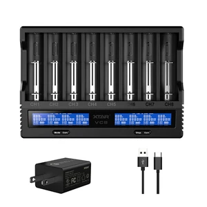 8 Slots 18650 Battery Charger VC8 Charger USB C 3A Fast Charger 21700 Battery Charger with LCD Display for 3.6V 3.7V Li-ion 10440 18700 26650 1.2V Ni-MH AA AAA C Full Set with QC3.0 Wall Charger 8 Slots 18650 Battery Charger VC8 Charger USB C 3A Fast Charger 21700 Battery Charger with LCD Display for 3.6V 3.7V Li-ion 10440 18700 26650 1.2V Ni-MH AA AAA C Full Set with QC3.0 Wall Charger