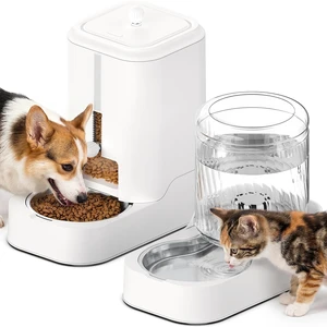 Automatic Cat Feeder Water Dispenser Set with Stainless Steel Bowls | Dog Water Bowl Dispenser Adjustable Water Dispensing, Auto Pet Waterer for Cats and Dogs Automatic Cat Feeder Water Dispenser Set with Stainless Steel Bowls | Dog Water Bowl Dispenser Adjustable Water Dispensing, Auto Pet Waterer for Cats and Dogs