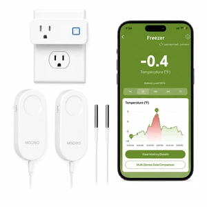 WiFi Refrigerator Thermometer with Freezer Alarm, App Email Buzzer Alerts, Power Outage Alert, Pass-Through Outlet Hub, 2 Sensors, Ultra-Flat Probe, Remote Temperature Monitor for Home Kitchen WiFi Refrigerator Thermometer with Freezer Alarm, App Email Buzzer Alerts, Power Outage Alert, Pass-Through Outlet Hub, 2 Sensors, Ultra-Flat Probe, Remote Temperature Monitor for Home Kitchen