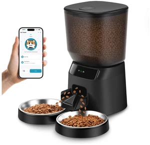 Automatic Cat Feeders WiFi for Two Cats, 5L/20 Cups Double Automatic Cat Food Dispenser with APP Control, 2 Stainless Bowls, Timer Setting 20 Portions 10 Meals Per Day Automatic Cat Feeders WiFi for Two Cats, 5L/20 Cups Double Automatic Cat Food Dispenser with APP Control, 2 Stainless Bowls, Timer Setting 20 Portions 10 Meals Per Day