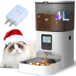 Automatic Cat Feeder, 4L Cat Food Dispenser with 10s Voice Recorder, Pet Feeder up to 8 Meals per Day, Timed Dog Feeder with Dry Food Sealed Ring Automatic Cat Feeder, 4L Cat Food Dispenser with 10s Voice Recorder, Pet Feeder up to 8 Meals per Day, Timed Dog Feeder with Dry Food Sealed Ring